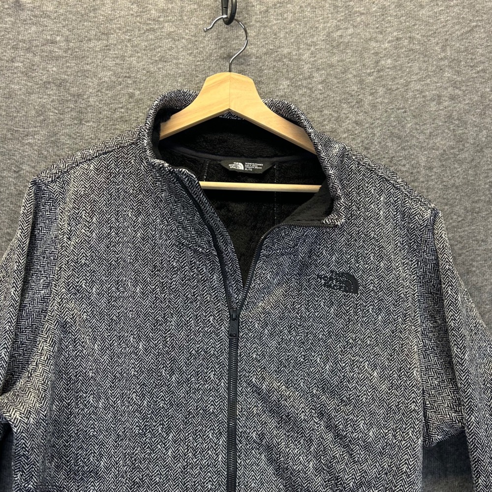 The North Face Womens Herringbone Full Zip Fleece Lined Jacket Grey XL TG